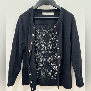 Karen Millen Elegant 3/4 Sleeve Cardigan with Beautiful Design on Back